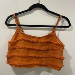 Orange Fringe Crop-top